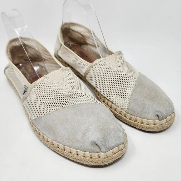 Toms Slip-On Shoes Women 12 Alpargata Espadrille Mesh Suede Comfort Cream - Picture 1 of 13